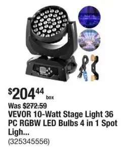 The Home Depot Vevor 10-watt stage light 36 pc RGBW led bulbs 4 in 1 spot light offer