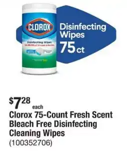The Home Depot Clorox 75-count fresh scent bleach free disinfecting cleaning wipes offer