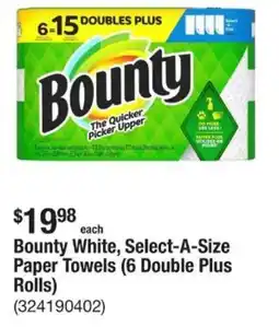 The Home Depot Bounty white, select-a-size paper towels 6 double plus rolls offer