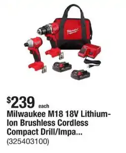 The Home Depot Milwaukee m18 18v lithium- ion brushless cordless compact drill/impa... offer