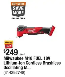The Home Depot Milwaukee m18 fuel 18V lithium-ion cordless brushless oscillating m... offer