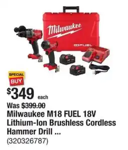 The Home Depot Milwaukee m18 fuel 18v lithium-ion brushless cordless hammer drill... offer
