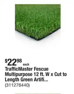 The Home Depot Trafficmaster fescue multipurpose 12 ft. w x cut to length green artifi... offer