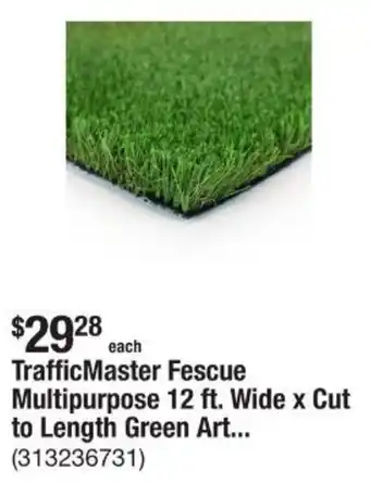 The Home Depot Trafficmaster fescue multipurpose 12 ft. wide x cut to length green art... offer
