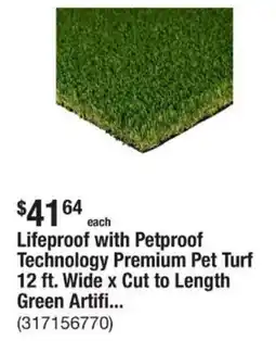 The Home Depot Lifeproof with petproof technology premium pet turf 12 ft. wide x cut to length green artifi... offer