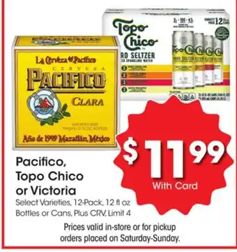 Ralphs Pacifico, Topo Chico or Victoria offer