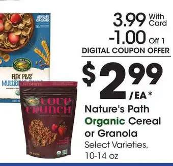 Ralphs Nature's Path Organic Cereal or Granola offer