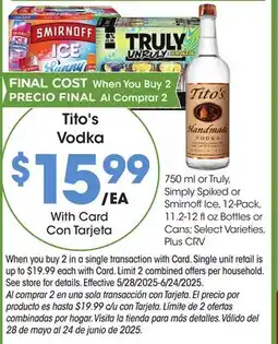 Ralphs Tito's Vodka offer