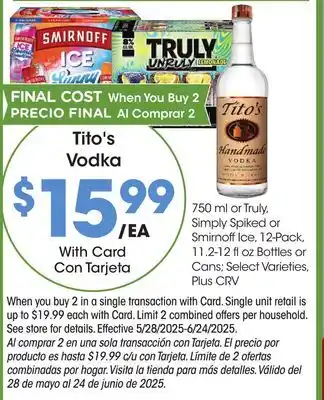Ralphs Tito's Vodka offer