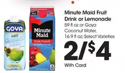 Ralphs Minute Maid Fruit Drink or Lemonade offer
