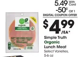 Ralphs Simple Truth Organic Lunch Meat offer