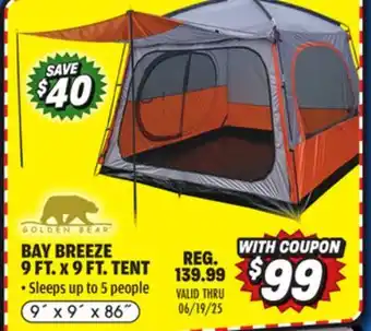 Big 5 Golden Bear Bay Breeze 9' x 9' Tent offer