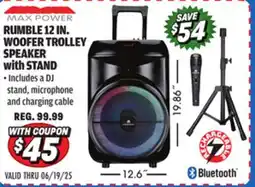 Big 5 Max Power Rumble 12 Woofer Bluetooth Trolley Speaker with Stand offer