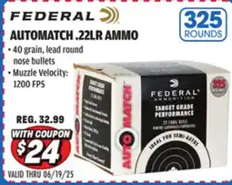 Big 5 Federal AutoMatch .22LR Ammo 325 Rounds offer