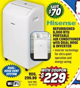 Big 5 Hisense Refurbished 8,000 BTU Portable Air Conditioner with Dual Hose and Inverter offer