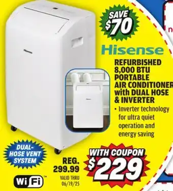 Big 5 Hisense Refurbished 8,000 BTU Portable Air Conditioner with Dual Hose and Inverter offer
