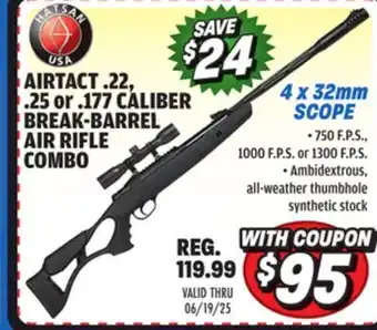 Big 5 Hatsan AirTact .25 Caliber Break-Barrel Air Rifle Combo offer