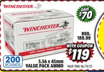 Big 5 Winchester 5.56x45MM 200-Round Value Pack Ammunition offer