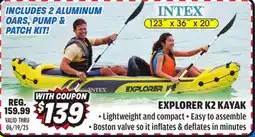 Big 5 Intex Explorer K2 Inflatable Kayak with 2 Aluminum Oars and Pump - 2-Person offer