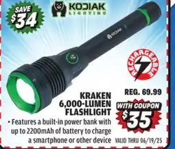 Big 5 Kodiak Kraken Rechargeable 6000 Lumen Flashlight offer