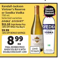 Vons Kendall-Jackson Vintner's Reserve or Svedka Vodka offer