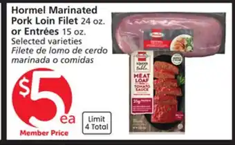 Vons Hormel Marinated Pork Loin Filet 24 oz. or Entrées 15 oz offer
