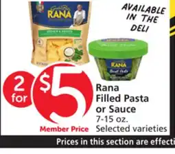 Vons Rana Filled Pasta or Sauce offer