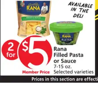 Vons Rana Filled Pasta or Sauce offer