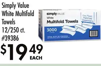 Smart & Final Simply Value White Multifold Towels offer