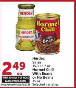 Vons Herdez Salsa 15.3-15.7 oz. Hormel Chili With Beans or No Beans 15 oz offer