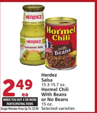 Vons Herdez Salsa 15.3-15.7 oz. Hormel Chili With Beans or No Beans 15 oz offer
