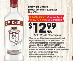 Ralphs Smirnoff Vodka offer
