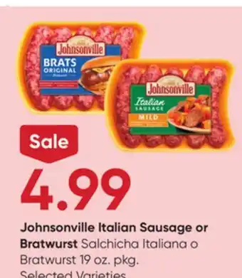 Stater Bros Johnsonville Italian Sausage or Bratwurst offer