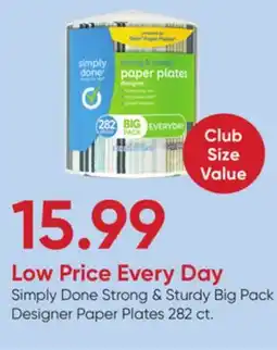 Stater Bros Simply Done Strong & Sturdy Big Pack Designer Paper Plates offer