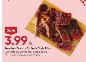 Stater Bros Pork Loin Back or St. Louis Style Ribs offer