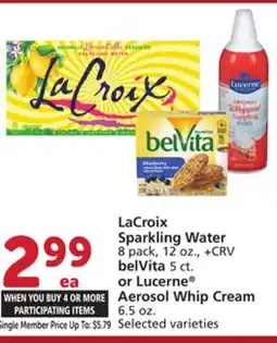 Albertsons LaCroix Sparkling Water 8 pack, 12 oz., belVita 5 ct. or Lucerne Aerosol Whip Cream 6.5 oz offer