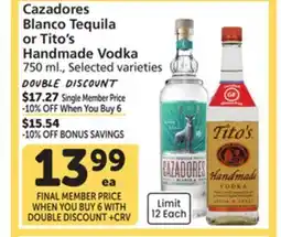 Albertsons Cazadores Blanco Tequila or Tito's Handmade Vodka offer