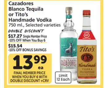 Albertsons Cazadores Blanco Tequila or Tito's Handmade Vodka offer