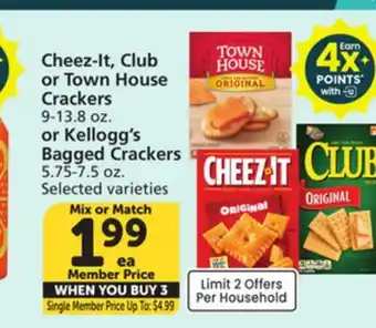 Albertsons Cheez-It, Club or Town House Crackers 9-13.8 oz. or Kellogg's Bagged Crackers 5.75-7.5 oz offer