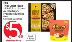 Albertsons CPK Thin Crust Pizza, 13.5-15.8 oz. Frozen or Hershey's Frozen Novelties, 8 oz offer