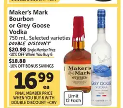 Albertsons Maker's Mark Bourbon or Grey Goose Vodka offer