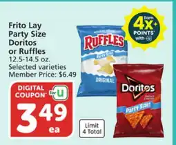 Albertsons Frito Lay Party Size Doritos or Ruffles offer