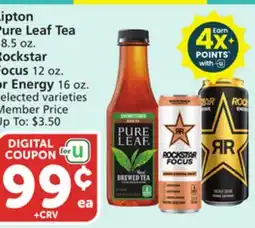 Albertsons Lipton Pure Leaf Tea 18.5 oz., Rockstar Focus 12 oz. or Energy 16 oz offer