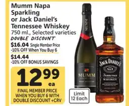 Albertsons Mumm Napa Sparkling or Jack Daniel's Tennessee Whiskey offer