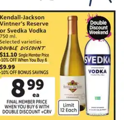 Albertsons Kendall-Jackson Vintner's Reserve or Svedka Vodka offer