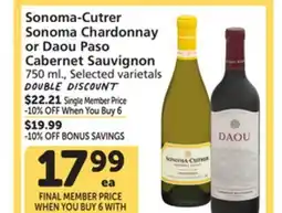 Albertsons Sonoma-Cutrer Sonoma Chardonnay or Daou Paso Cabernet Sauvignon offer