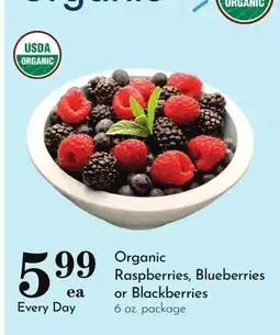Pavilions Organic Raspberries, Blueberries or Blackberries offer