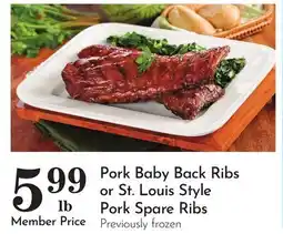 Pavilions Pork Baby Back Ribs or St. Louis Style Pork Spare Ribs offer