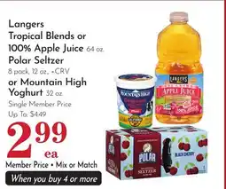 Pavilions Langers Tropical Blends 64 oz. Selected varieties or 100% Apple Juice 64 oz., Gluten Free offer