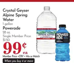 Pavilions Crystal Geyser Alpine Spring Water 1 gallon, Powerade 28 oz offer